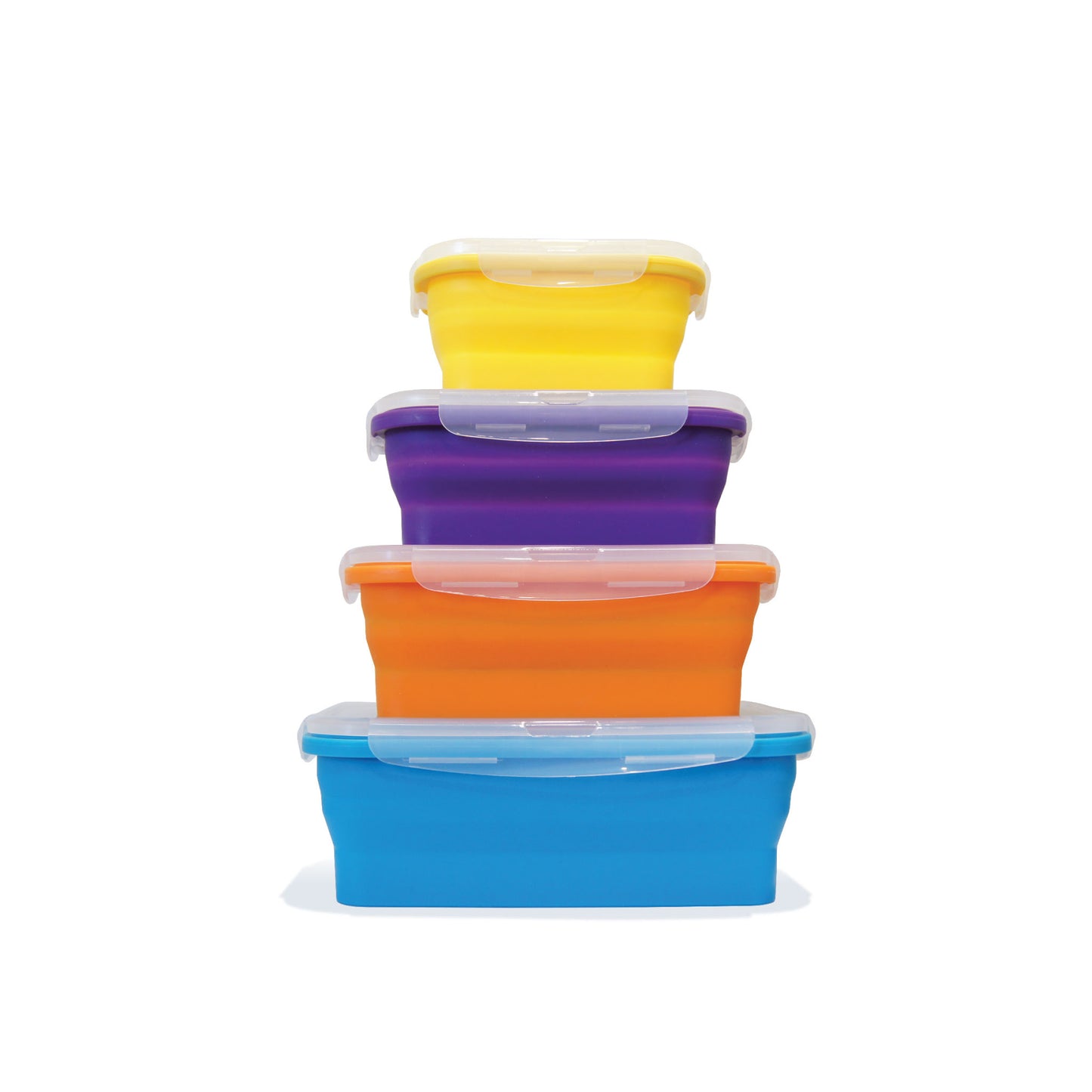 Set of 4 Collapsible Food Storage Containers with Lids Flat Stacks