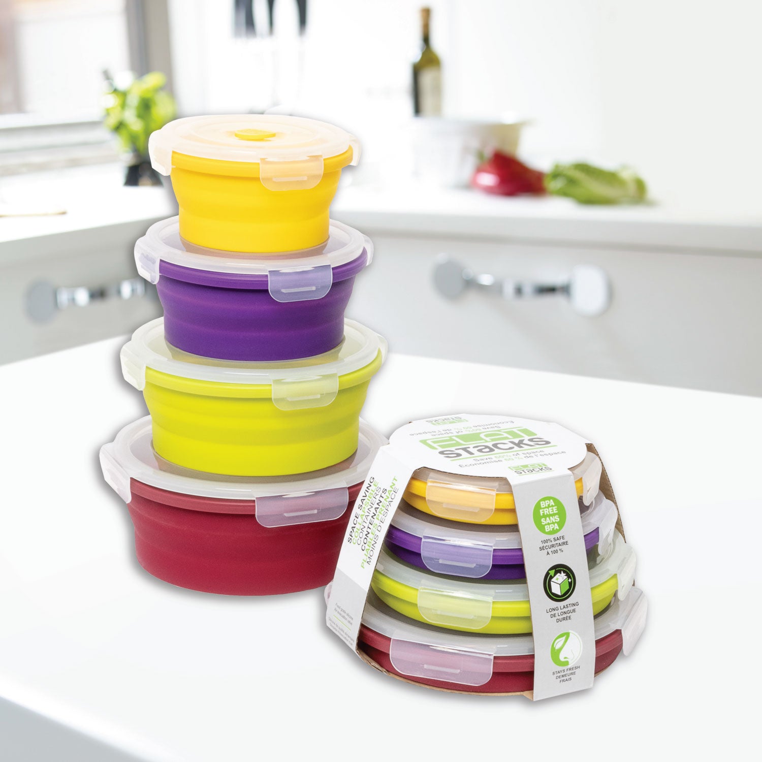 FLAT STACKS 4 PC. ROUND CONTAINER SET – Ocean Sales USA