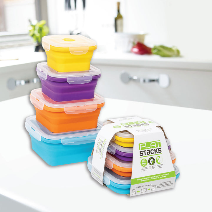 FLAT STACKS 4 PC. SQUARE CONTAINER SET - Ocean Sales USA