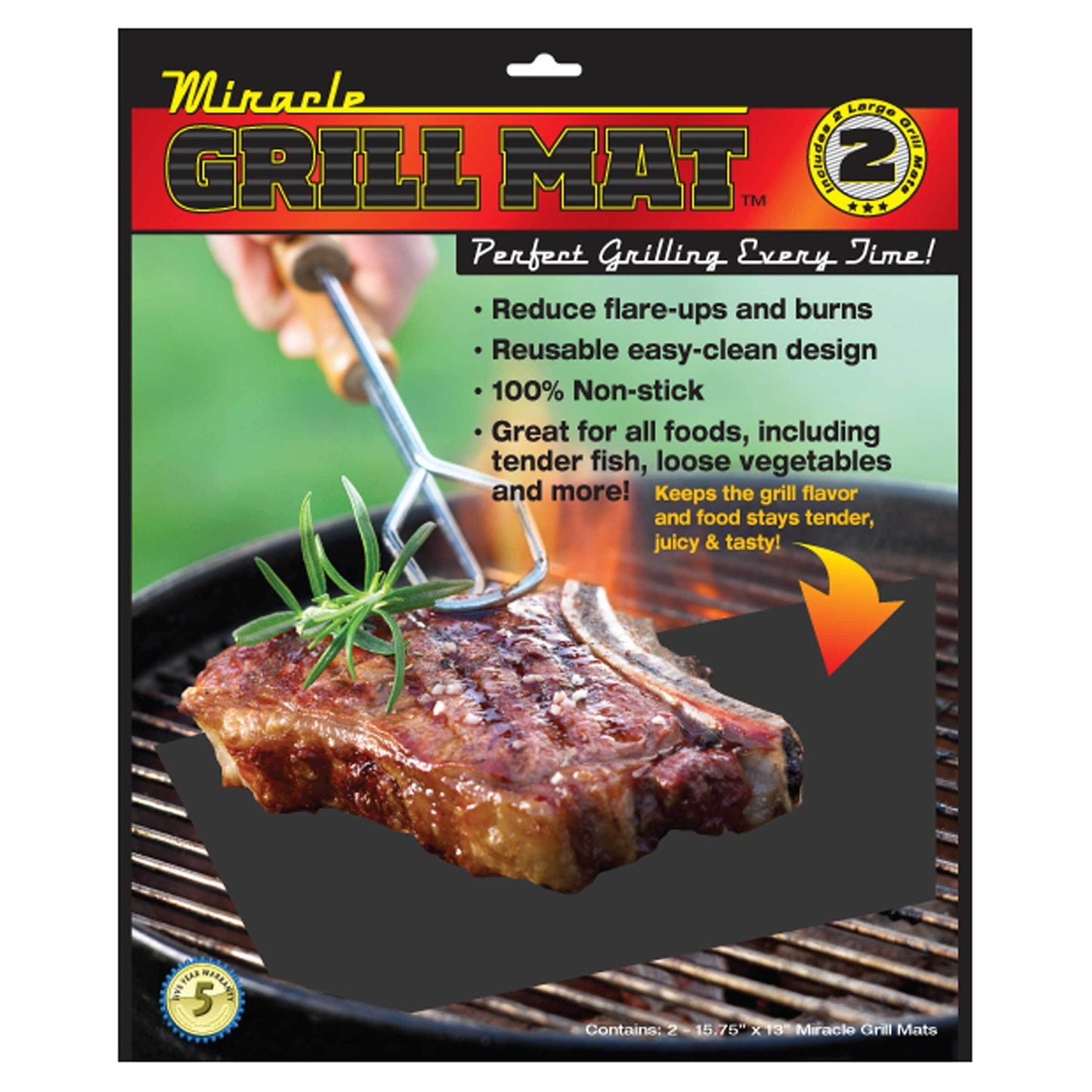 GrillMat 2-Pack | Non-Stick BPA-Free Griddle Mats for Grills | Grillight